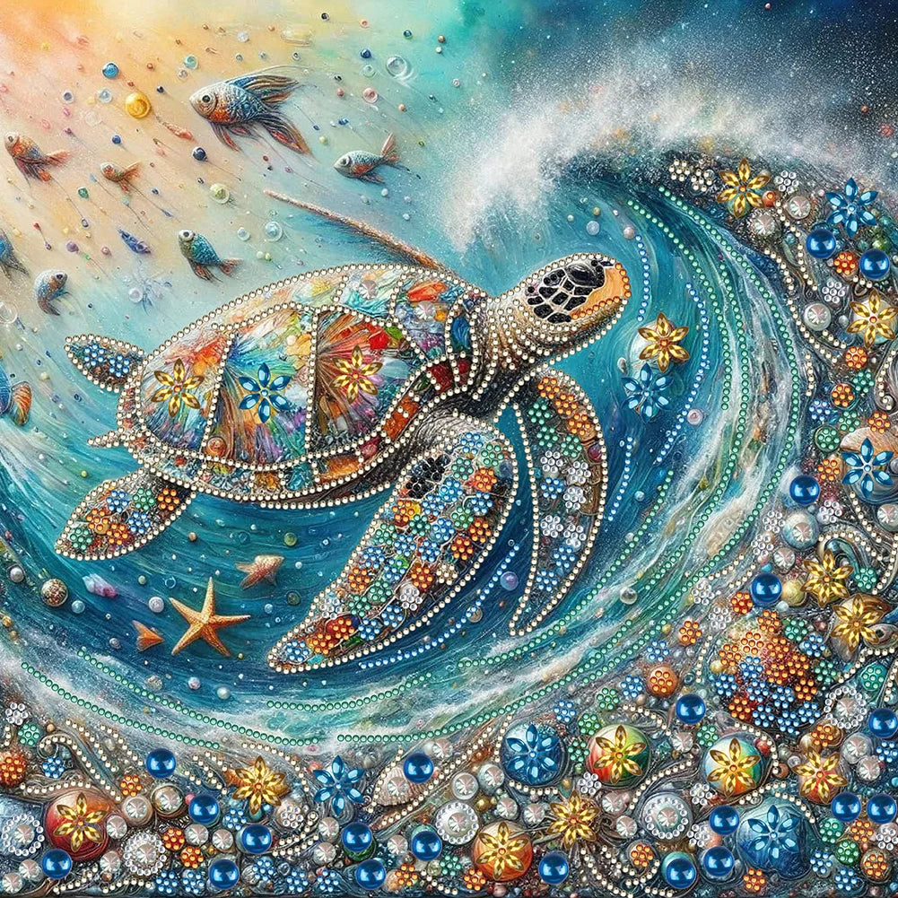 5D DIY Partial Special Shaped Drill Diamond Painting Kit Sea Turtle Decoration