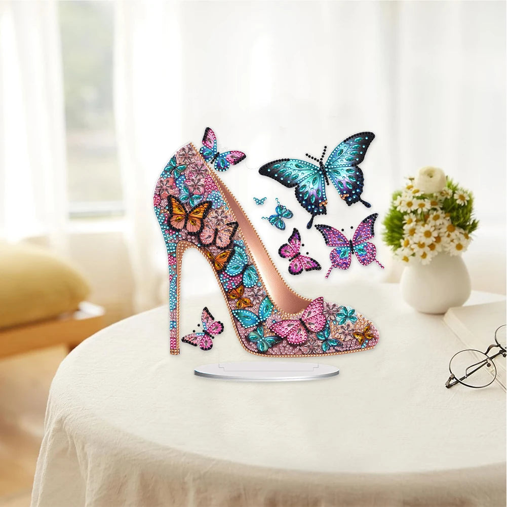 Acrylic Special Shape Elegant High Heels Desktop Diamond Art Kits 5D DIY Diamond Art Tabletop Decorations for Home Office Decor