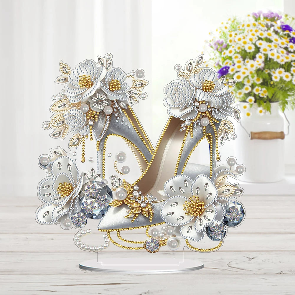Acrylic Special Shape Elegant High Heels Desktop Diamond Art Kits 5D DIY Diamond Art Tabletop Decorations for Home Office Decor