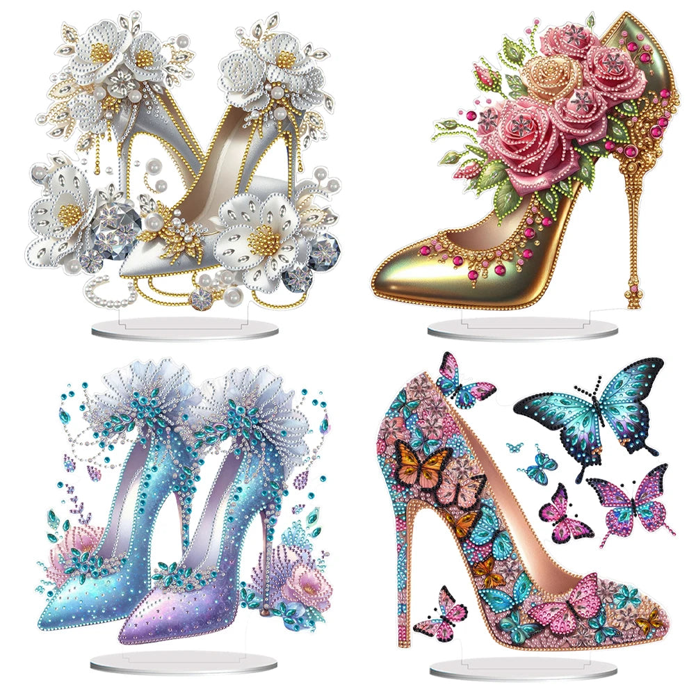 Acrylic Special Shape Elegant High Heels Desktop Diamond Art Kits 5D DIY Diamond Art Tabletop Decorations for Home Office Decor