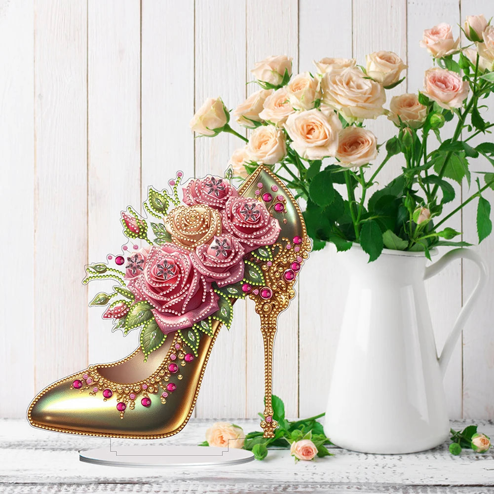 Acrylic Special Shape Elegant High Heels Desktop Diamond Art Kits 5D DIY Diamond Art Tabletop Decorations for Home Office Decor