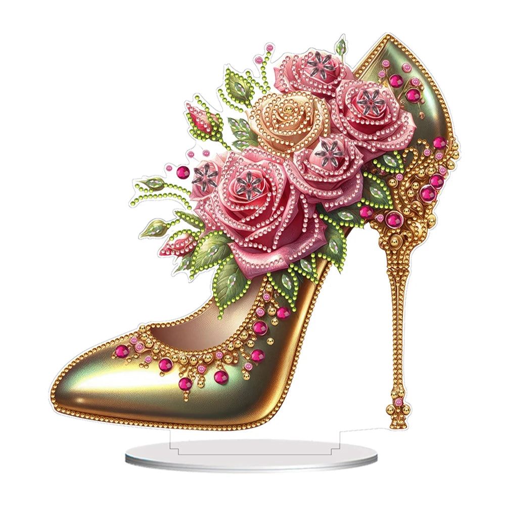 Acrylic Special Shape Elegant High Heels Desktop Diamond Art Kits 5D DIY Diamond Art Tabletop Decorations for Home Office Decor