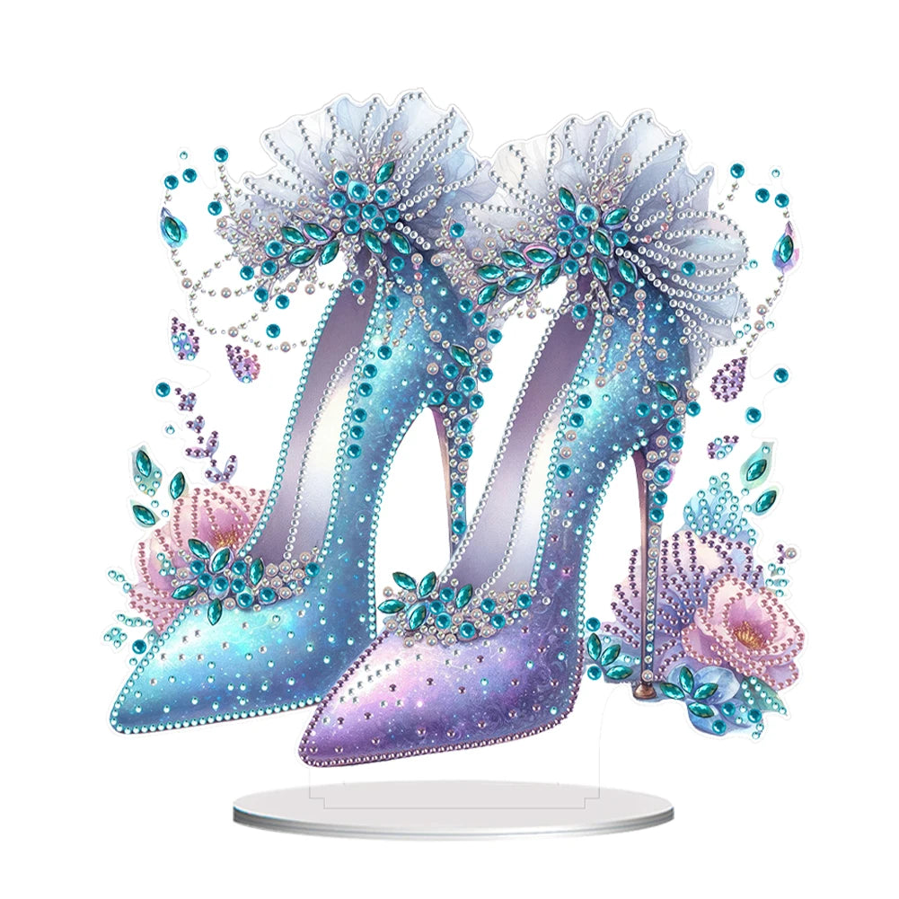 Acrylic Special Shape Elegant High Heels Desktop Diamond Art Kits 5D DIY Diamond Art Tabletop Decorations for Home Office Decor