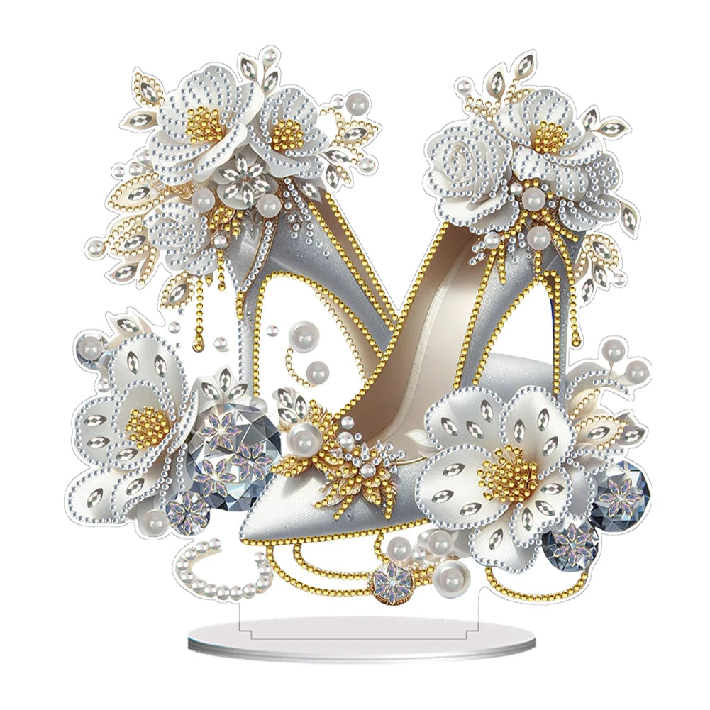 Acrylic Special Shape Elegant High Heels Desktop Diamond Art Kits 5D DIY Diamond Art Tabletop Decorations for Home Office Decor