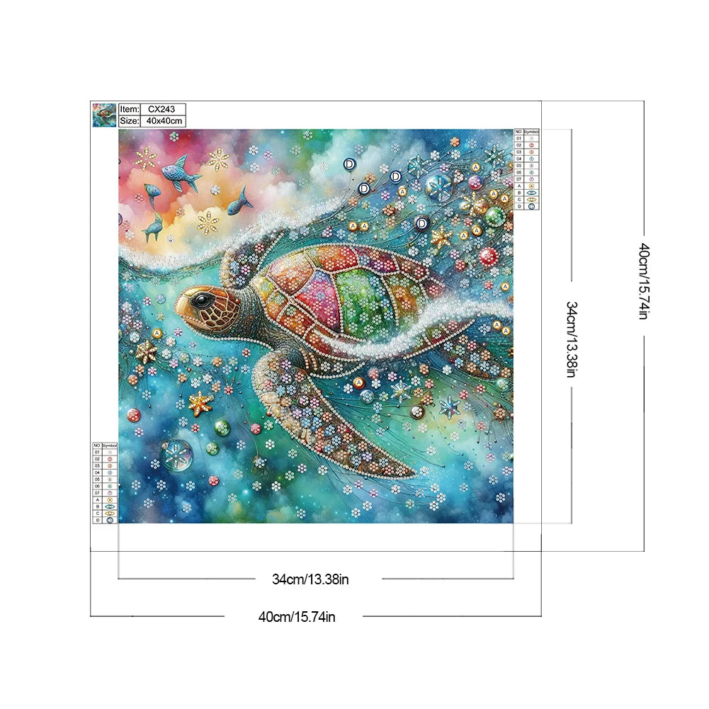 5D DIY Partial Special Shaped Drill Diamond Painting Kit Sea Turtle Decoration
