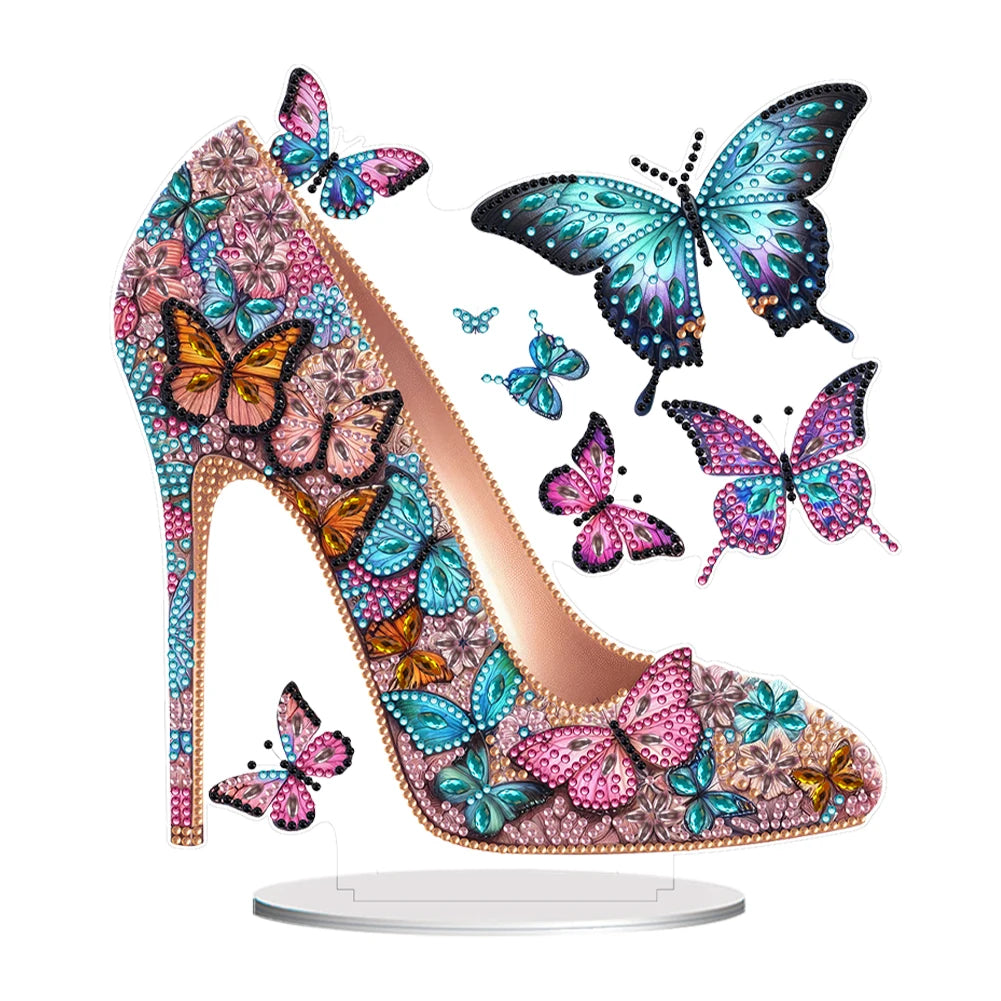 Acrylic Special Shape Elegant High Heels Desktop Diamond Art Kits 5D DIY Diamond Art Tabletop Decorations for Home Office Decor