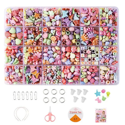 DIY Handmade Beaded Children's Toy Creative Loose Spacer Beads Crafts Making Bracelet Necklace Jewelry Kit Girl Toy