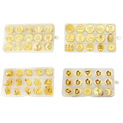 15pcs DIY Seal Head Ornamental Embossed Seal Head Craft Supplies