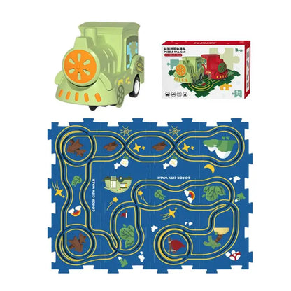 Puzzle Track Play Set Children's Electric Educational Puzzle Rail Car DIY City Map Scene