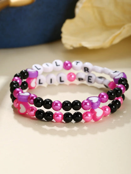New fashion mother-daughter bracelets Lettering Beaded Bracelets For Girls Elastic Bracelet Girls Accessories