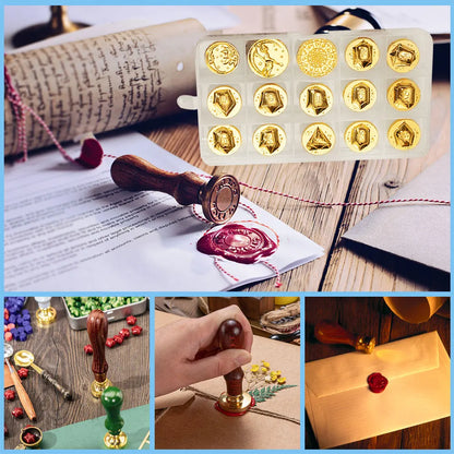 15pcs DIY Seal Head Ornamental Embossed Seal Head Craft Supplies