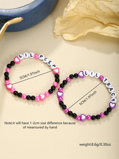 New fashion mother-daughter bracelets Lettering Beaded Bracelets For Girls Elastic Bracelet Girls Accessories