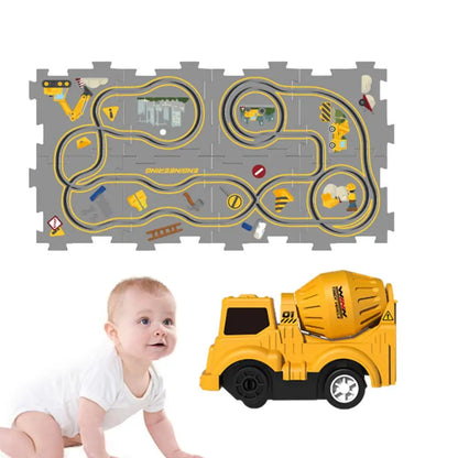Puzzle Track Play Set Children's Electric Educational Puzzle Rail Car DIY City Map Scene