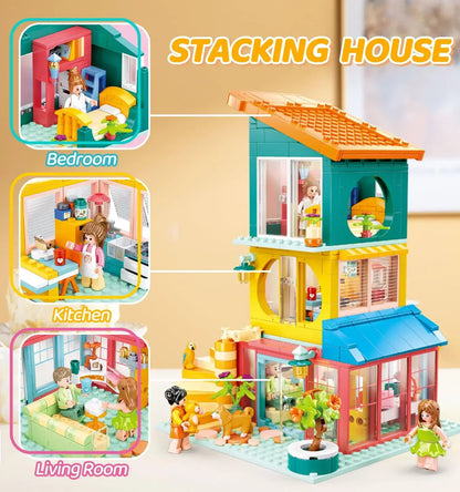 571PCS Colorful Stacking House Kitchen Bedroom Living Room DIY Stacking Building Modular